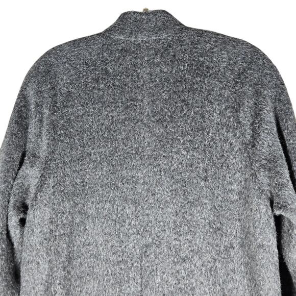 Henig Furs Wool Mohair Long Coat Gray Brushed Button Front Overcoat Womens 10 - Picture 11 of 15